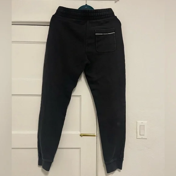 Fair Men Size Medium (31” X 29”) Versace Drawstring Joggers In Black 100% Cotton
